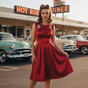 Trashy Diva Red Dress Retro Rockabilly Valentine's 50s Pinup 10